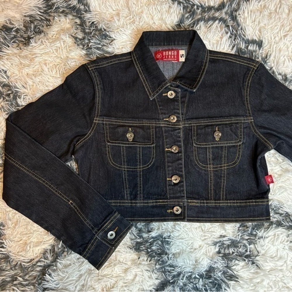 Bongo Jeans Cropped Dark Wash Denim Jacket